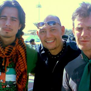 Gary Foo centre in Dubai UAE during the Filming City of Life with the leading Emirati Film Director Ali F Mostafa and Jason Flemyng Lock Stock and Two Smoking Barrels Snatch The Curious Case of Benjamin Button