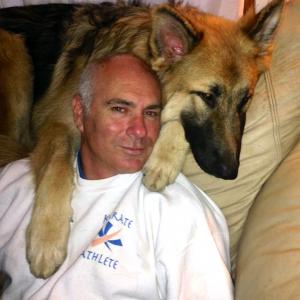 Julian Forbes with exs puppy Wolfie  2013