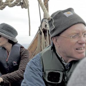 Deborah Smith Ford and Alton Ford on viking ship in Norway. The replica ship was used in 