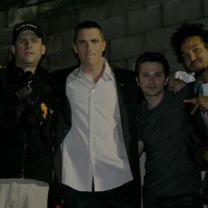 Chaka Forman, with David Ayer, Christian Bale, and Freddie Rodriguez