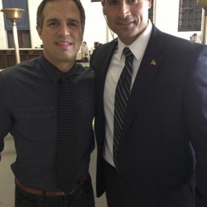 Frank Fortunato and Mark Ruffalo on the set of The Normal Heart