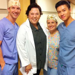 with Todd Stroik Amy Hill and Ethan Phong on the set of Big Gay Love