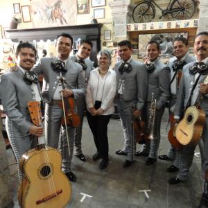 Annette Fradera music supervisor On set playback rehearsal With Mariachi Alas in Guadalajara Mexico