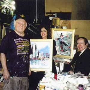 Morris Katz with radio host Roxie Carriere Jones and Joe Franklin.