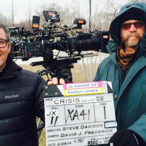 Honoring Sarah Jones Second Assistant Camera Operator who perished while working on the unsafe set of Midnight Rider in Georgia in February 2014 LR Justin Painter 1st AC Dave Frederick DP on set of Crisis on Feb 28 2014 i