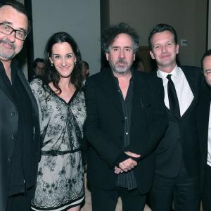 HOLLYWOOD, CA - SEPTEMBER 24: (L-R) Executive producer Don Hahn, producer Allison Abbate, Writer/Director/Producer Tim Burton and Walt Disney Studios Motion Picture Production President Sean Bailey and Co-Producer Derek Frey - premiere party for Frankenweenie.