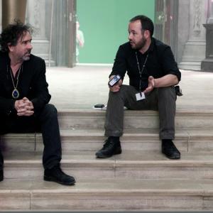 Tim Burton & Derek Frey on the set of Dark Shadows.