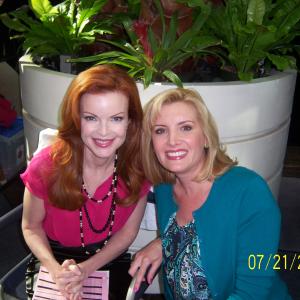 Marcia Cross and Suzanne Friedline on location shooting Desperate Housewives July 2008