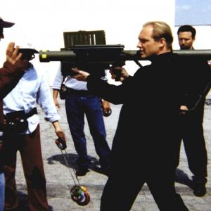 Guido Foehrweisser alias Gunther Fuchs worlds most wanted Terrorist in Martial Law  Operation Red Storm with Director Greg Yaitanes rehearsing on set