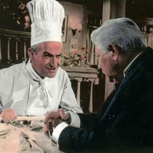 Still of Louis de Funs and Jean Gabin in The Gentleman from Epsom 1962