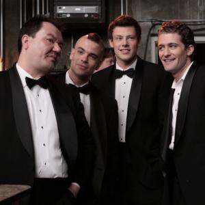 Still of Patrick Gallagher Mark Salling Matthew Morrison and Cory Monteith in Glee 2009