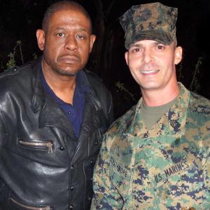Billy Gallo and Forest Whitaker on the set of Criminal Minds Suspect Behavior