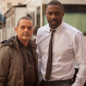 Billy Gallo and Idris Elba on set