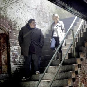 Still of Jorge Garcia and Sarah Jones in Alcatraz (2012)