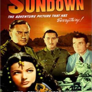 Gene Tierney, George Sanders, Bruce Cabot and Reginald Gardiner in Sundown (1941)