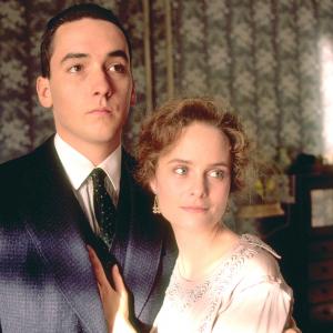 Still of John Cusack and Barbara Garrick in Eight Men Out 1988