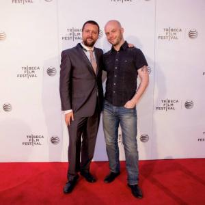 Adrin Garca Bogliano and Ted Geoghegan at the Tribeca 2015 red carpet premiere of Scherzo Diabolico