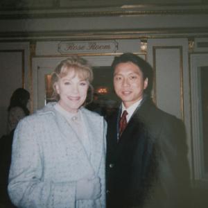Julia Andrews and George Chiang at the Plaza Hotel on the set of Eloise at the Plaza
