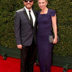 Jane Fallon and Ricky Gervais at event of The 66th Primetime Emmy Awards 2014