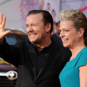 Jane Fallon and Ricky Gervais at event of Muppets Most Wanted (2014)