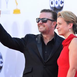 Jane Fallon and Ricky Gervais at event of The 64th Primetime Emmy Awards (2012)