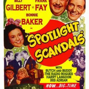Harry Langdon, Iris Adrian, Bonnie Baker, Eddie Bartell, Kenneth Brown, Sydney Chatton, Frank Fay, Billy Gilbert, Jimmy Hollywood, Billy Lenhart and The Radio Rogues in Spotlight Scandals (1943)
