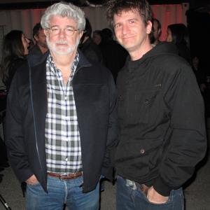 Brett Gilbert with George Lucas at the Robot Chicken wrap party