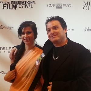 Barry J Gillis at the Western Canadian Premiere of Deepa Mehtas MIDNIGHTS CHILDREN with leading actress of the movie Anita Majumdar