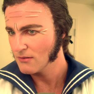 Craig Gilmore Actor The Living End backstage in dressing room wihile on tour as Ralph Racktraw in HMS Pinafore