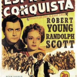Randolph Scott Robert Young and Virginia Gilmore in Western Union 1941