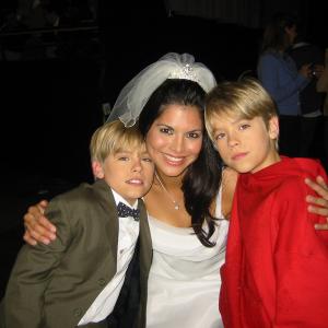 Joyce Giraud with Dylan and Cole Sprouse of The Suite Life of Zack and Cody