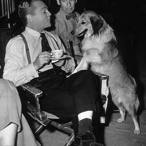James Cagney, James Gleason, Mr. Trouble (Dog) on The Set of 