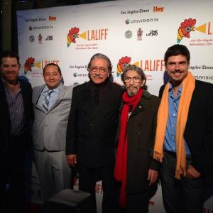 Jeremy Goldscheider, Allen Ferro, Edward James Olmos, Pablo Ferro and Richard Goldgewicht at LALIFF's 2013 Opening Night Gala of Pablo, at the El Capitain, Hollywood