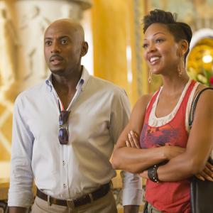 Still of Meagan Good and Romany Malco in Think Like a Man Too 2014