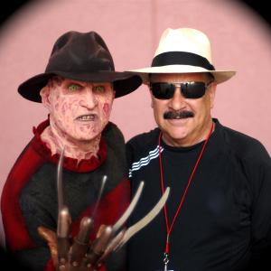 Freddy and Producer Arthur Gorson on set of Universal Studios Horror Nights Commercial. Orlando, Fla.