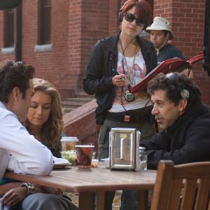 Actors Kuno Becker and Alexa Vega with director Angel Gracia on the set of From Prada to Nada