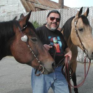 Unholy Three The artist with Tippy and Bandit his Quarter Horses