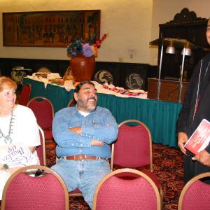 Joey and Bernie Granados with Rodney Grant at a Native American Rights Fund charity event in Santa Fe.