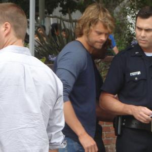 Matthew Grant Godbey as OIC Dan Evans with Eric Christian Olsen and Chris ODonnell on NCIS Los Angeles episode Stand Off