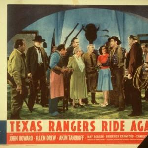 Anthony Quinn, Ellen Drew, William Duncan, Charley Grapewin and Akim Tamiroff in The Texas Rangers Ride Again (1940)