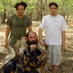 LR Justin Meeks Tony Wolford Duane Graves on set of THE WILD MAN OF THE NAVIDAD April 2006