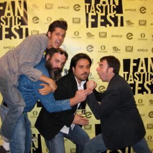 L-R: Actors Charlie Hurtin, Tony Wolford and co-directors Justin Meeks and Duane Graves at the regional premiere of THE WILD MAN OF THE NAVIDAD, Fantastic Fest 2008, Austin, Texas