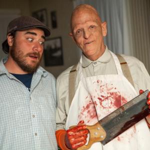 Co-writer/director Duane Graves with Michael Berryman (One Flew Over the Cuckoo's Nest, Weird Science, The Hills Have Eyes), on the set of RED ON YELLA, KILL A FELLA, December, 2012