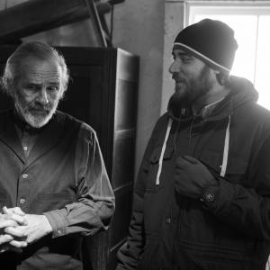 L-R: Pepe Serna (Scarface, American Me, Fandango) discusses a scene with co-director Duane Graves on set of his dark western RED ON YELLA, KILL A FELLA, December, 2012