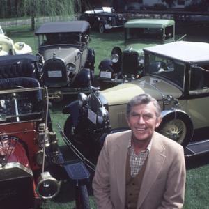 Andy Griffith and his Ford Model T,1930 Model A Cabriolet,1938 Buick Coupe Convertible, 1928 Ford Phaeton,1934 Ford Pickup,1938 Buick Special, at his Toluca Lake Home in CA. 1979