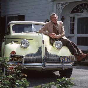 Andy Griffith and his 1938 Buick Special at his Toluca Lake Home in CA 1979