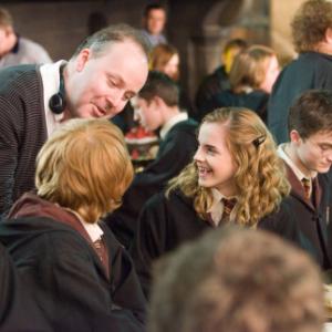 Rupert Grint, Daniel Radcliffe, Emma Watson and David Yates in Haris Poteris ir Fenikso brolija (2007)