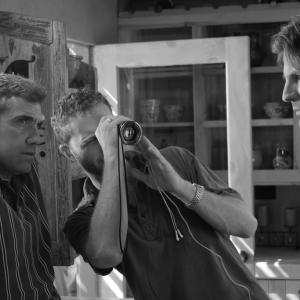 Devon Gummersall lines up a shot of Gale Harold with DP Jim Simeone on the set of his feature directing debut Low Fidelity