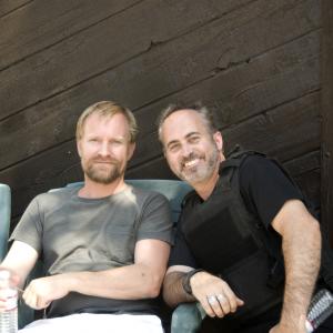 Ulrich Thomsen and Ralph Guzzo on set of Obstruction  Directed by Paul Marius 2010