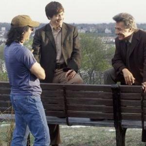 Brad Silberling (left) discusses a scene with Dustin Hoffman (center) and Jake Gyllenhaal (right).